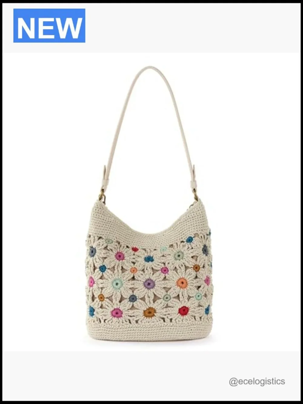Large Hand Crochet Hobo Bag with Zipper Pocket